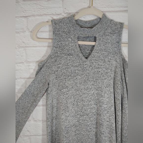 A I.N. San Francisco Heather Gray Brushed Cold Shoulder Long Sleeve Top Shirt S - Picture 6 of 12